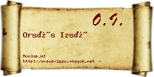 Orsós Izsó névjegykártya